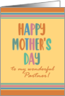 For Partner Mothers Day with Stripes and Coloured Lettering card