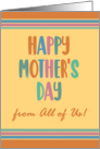 Mothers Day From All of Us with Stripes and Coloured Lettering card