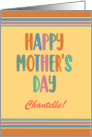 Custom Name Mothers Day with Stripes and Coloured Lettering card