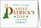 For Godfather St Patrick’s with Shamrocks and Gold Coloured Text card