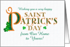 St Patrick’s from Our Home to Yours Shamrocks and Gold Coloured Text card