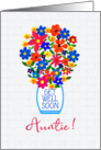 For Aunt Get Well Soon Bouquet of Colourful Flowers in White Vase card