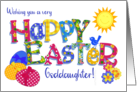 For Goddaughter Easter Eggs with Primroses and Floral Word Art card
