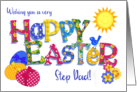 For Stepfather Easter Eggs with Primroses and Floral Word Art card