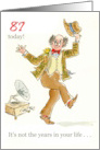 87th Birthday with Man Dancing to Vintage Gramophone card