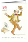 96th Birthday with Man Dancing to Vintage Gramophone card