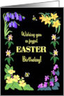 Easter Birthday Wishes With Spring Flowers and Bees on Black card