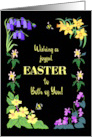 Easter Wishes to Both of You With Spring Flowers and Bees on Black card