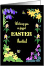 For Aunt Easter Wishes With Spring Flowers and Bees on Black card