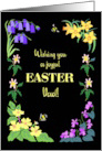 For Father Easter Wishes With Spring Flowers and Bees on Black card