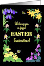 For Godmother Easter Wishes With Spring Flowers and Bees on Black card