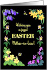 For Mother in Law Easter Wishes With Spring Flowers and Bees on Black card