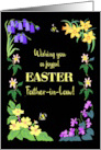 For Father in Law Easter Wishes With Spring Flowers and Bees on Black card