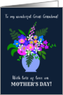 For Great Grandma Vase of Pretty Pink Blue and White Flowers card