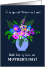 For Mother in Law Vase of Pretty Pink Blue and White Flowers card