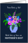 Mother’s Day From Both of Us Vase of Pretty Pink Blue White Flowers card