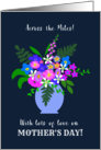 Mother’s Day Across the Miles Vase of Pretty Pink Blue White Flowers card