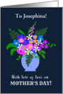 Custom Name Mother’s Day With Vase of Pretty Pink Blue White Flowers card