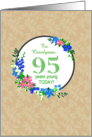 Custom Name 95th Birthday Greeting With Pretty Floral Wreath card