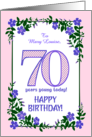 Custom Name 70th Birthday With Pretty Periwinkle Border card