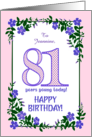 Custom Name 81st Birthday With Pretty Periwinkle Border card