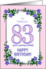 Custom Name 83rd Birthday With Pretty Periwinkle Border card