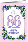 Custom Name 86th Birthday With Pretty Periwinkle Border card
