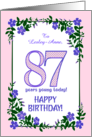 Custom Name 87th Birthday With Pretty Periwinkle Border card