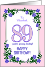 Custom Name 89th Birthday With Pretty Periwinkle Border card