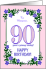 Custom Name 90th Birthday With Pretty Periwinkle Border card