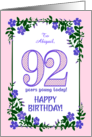 Custom Name 92nd Birthday With Pretty Periwinkle Border card