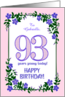 Custom Name 93rd Birthday With Pretty Periwinkle Border card