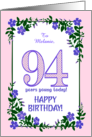 Custom Name 94th Birthday With Pretty Periwinkle Border card