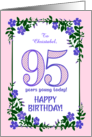 Custom Name 95th Birthday With Pretty Periwinkle Border card