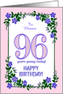 Custom Name 96th Birthday With Pretty Periwinkle Border card