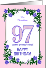 Custom Name 97th Birthday With Pretty Periwinkle Border card
