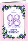 Custom Name 98th Birthday With Pretty Periwinkle Border card