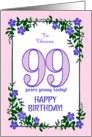 Custom Name 99th Birthday With Pretty Periwinkle Border card