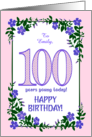 Custom Name 100th Birthday With Pretty Periwinkle Border card