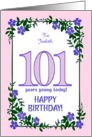 Custom Name 101st Birthday With Pretty Periwinkle Border card