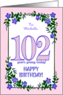 Custom Name 102nd Birthday With Pretty Periwinkle Border card