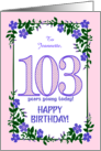 Custom Name 103rd Birthday With Pretty Periwinkle Border card