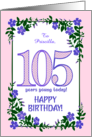 Custom Name 105th Birthday With Pretty Periwinkle Border card