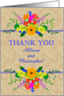 Custom Name Thank You With Pretty Cottage Garden Flowers card