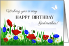 For Godmother’s Birthday With Poppies Daisies and Cornflowers card