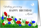 For Mum’s Birthday With Poppies Daisies and Cornflowers card