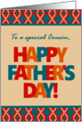 For Cousin on Father’s Day With Bright Lettering and Patterns card