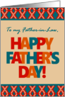 For Father in Law on Father’s Day With Bright Lettering and Patterns card