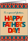 For Godson on Father’s Day With Bright Lettering and Patterns card
