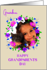 For Grandma on Grandparents Day With Pretty Floral Custom Photo Frame card